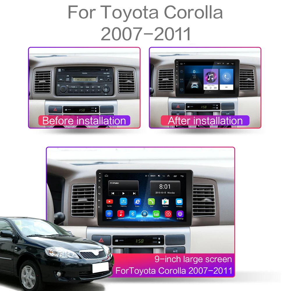 Автомобильный мультимедийный плеер 2.5D экран Android 8 1 GO радио навигация GPS