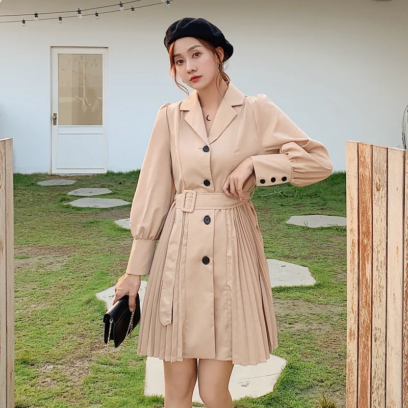 Женское плиссированное платье MinuoYi однотонное А силуэта элегантные деловые