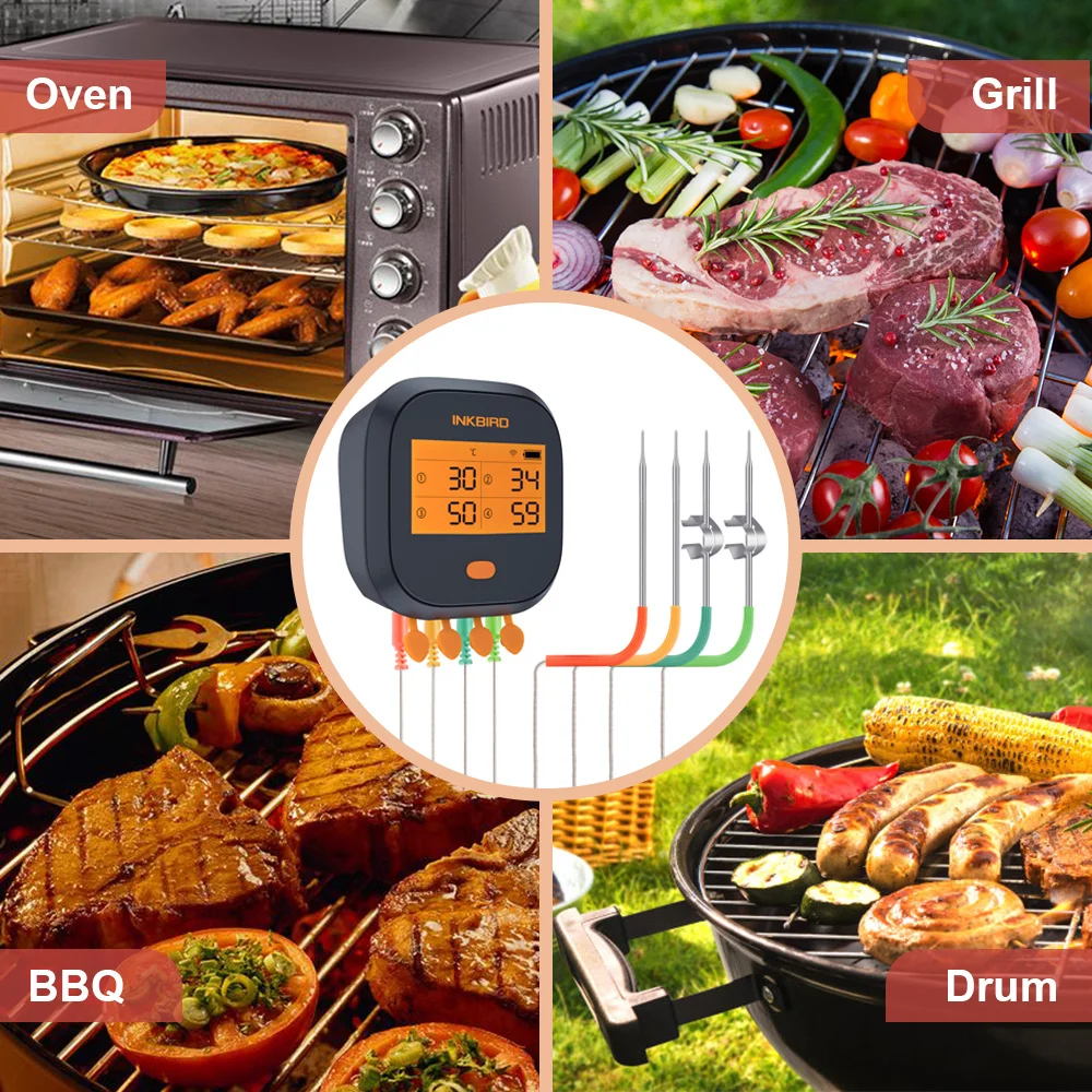 

Inkbird IBBQ-4T Wi-Fi Digital BBQ Meat Food Steak Indoor Outdoor Thermometer Color Probes Multifunctional Free APP Control Smart