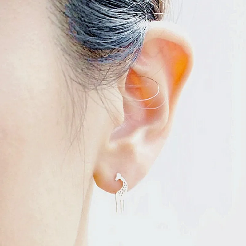 Жирафа серьги-гвоздики серьги с животными стильная футболка изображением