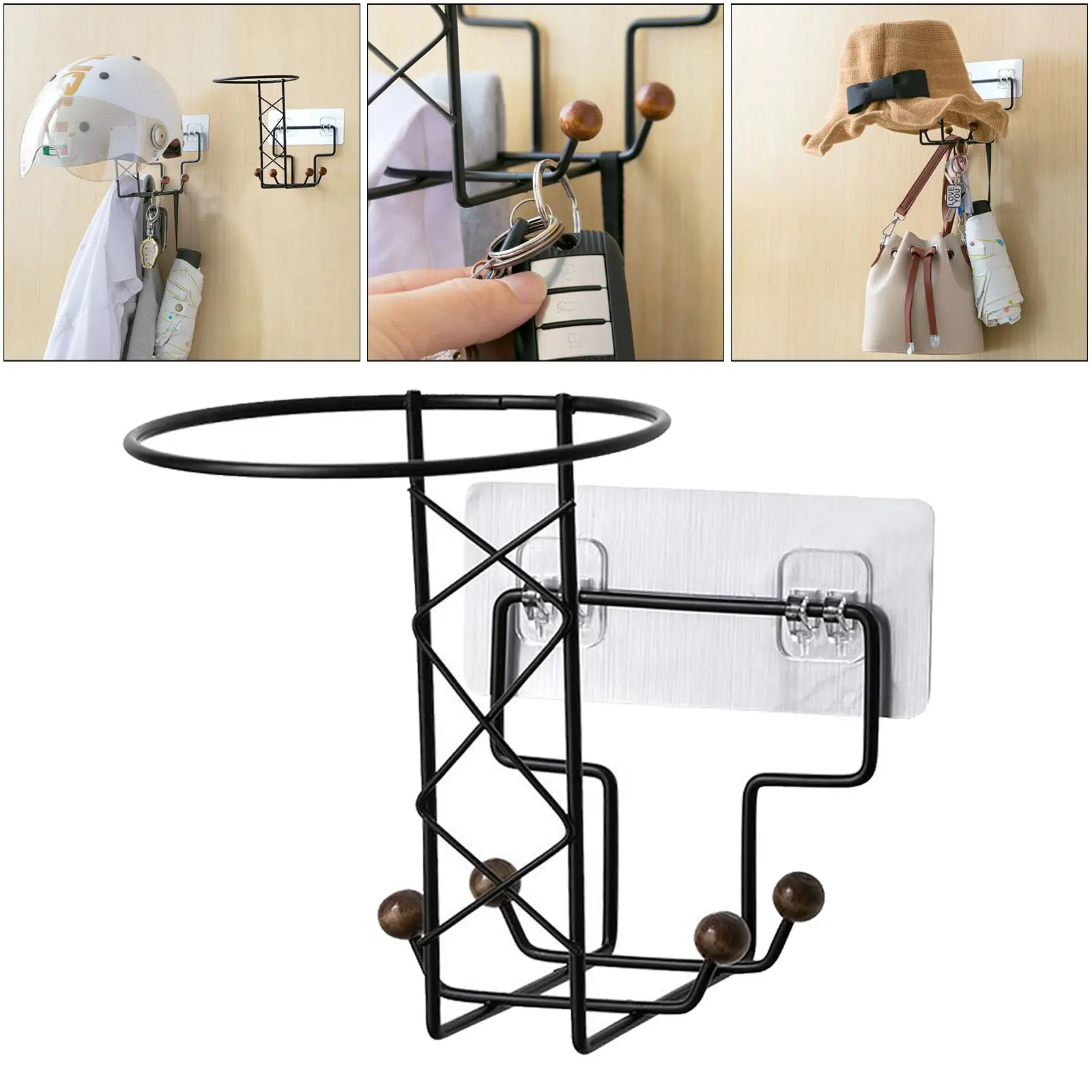 2X Iron Wall Mount Holder Hook Rack Jacket Hats Storage Display
