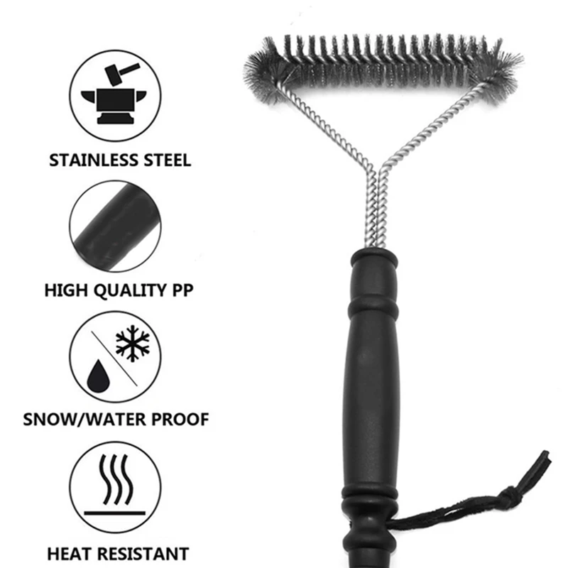 

BBQ Cleaning Brush Steel Wire Brush BBQ Tools Replaceable Head Three Head Grill Grill Cleaning Brushb BBQ Grill