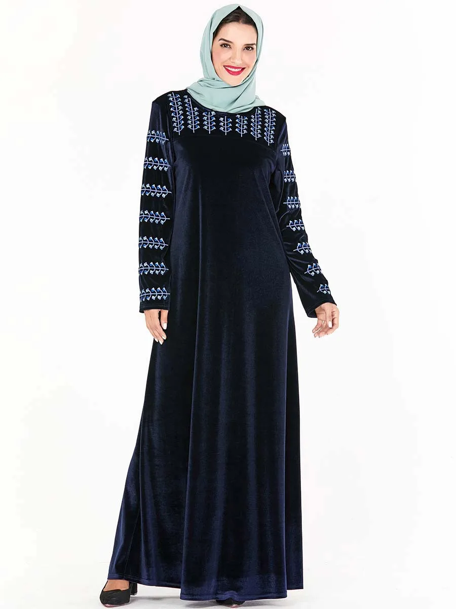 Исламская одежда Дубай Кафтан бархат мусульманское платье женское Макси кимоно