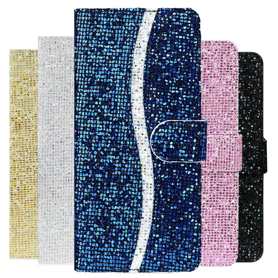 

Bling Glitter Leather Flip Phone Case For Xiaomi Redmi Note9 Pro 6 6A Note7 Pro K20 Note8 8A Note8T Wallet S Line Cover Cases