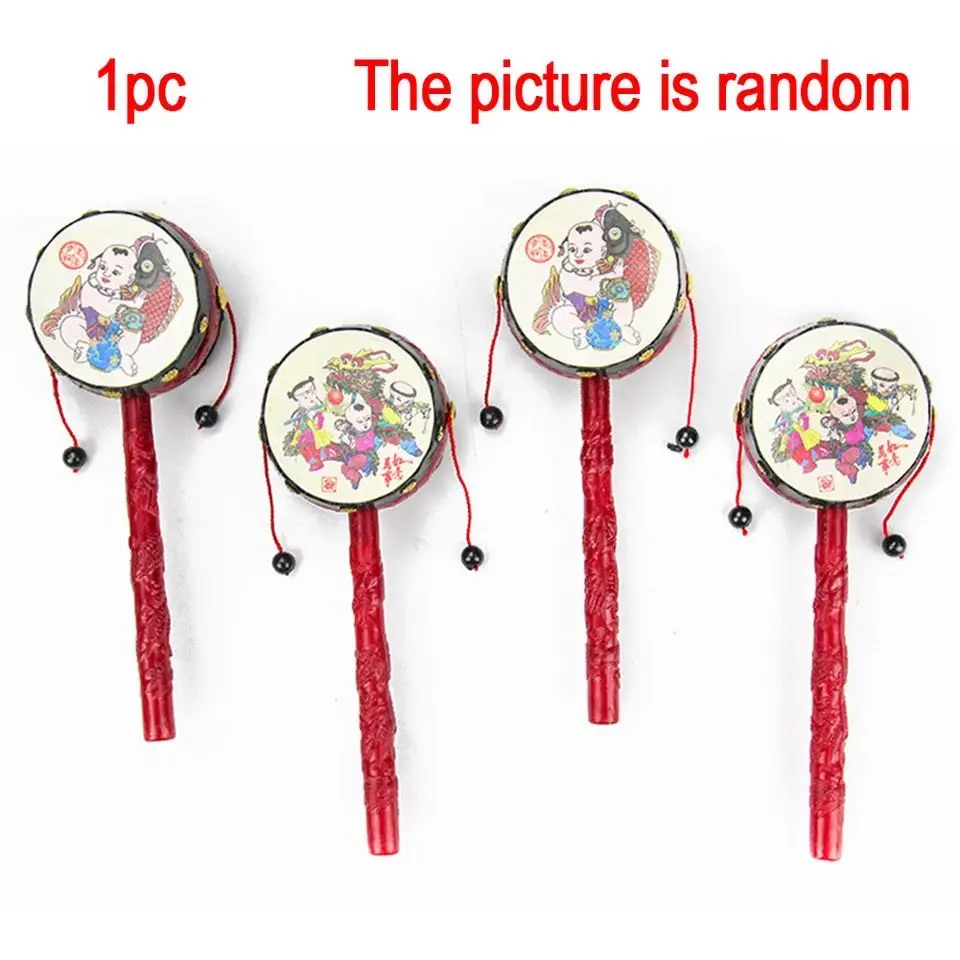 Детские игрушки Китайская традиционная вращающаяся игрушка погремушка барабан