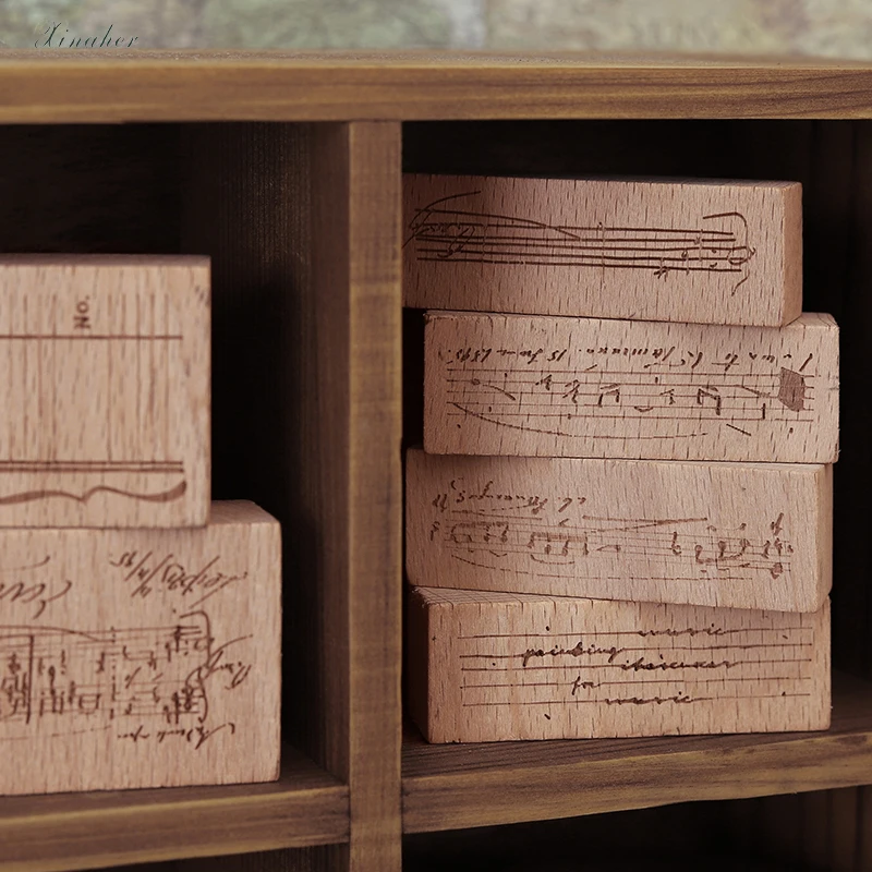 Винтажные музыкальные заметки штамп DIY деревянные и резиновые штампы для