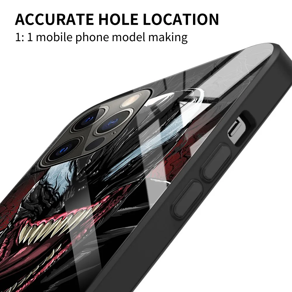 Чехол Venom из закаленного стекла Marvel для iPhone 12 11 Pro Max 13 Mini X XR XS 8 7 6s Plus SE 2020 чехол
