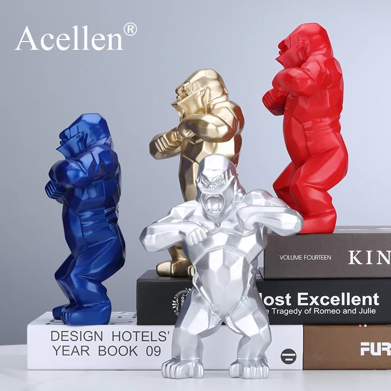 Горилла Геометрическая скульптура Смола обезьяна король конг домашний декор