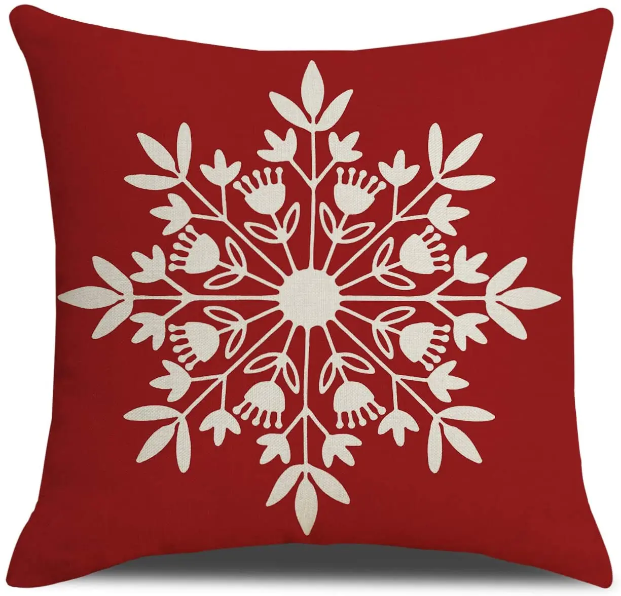 

Christmas Snowflake Decoration Red Pillow Cover Square Happy Winter Holiday Snowflake Decor Christmas Snowflake Pillows Cushion