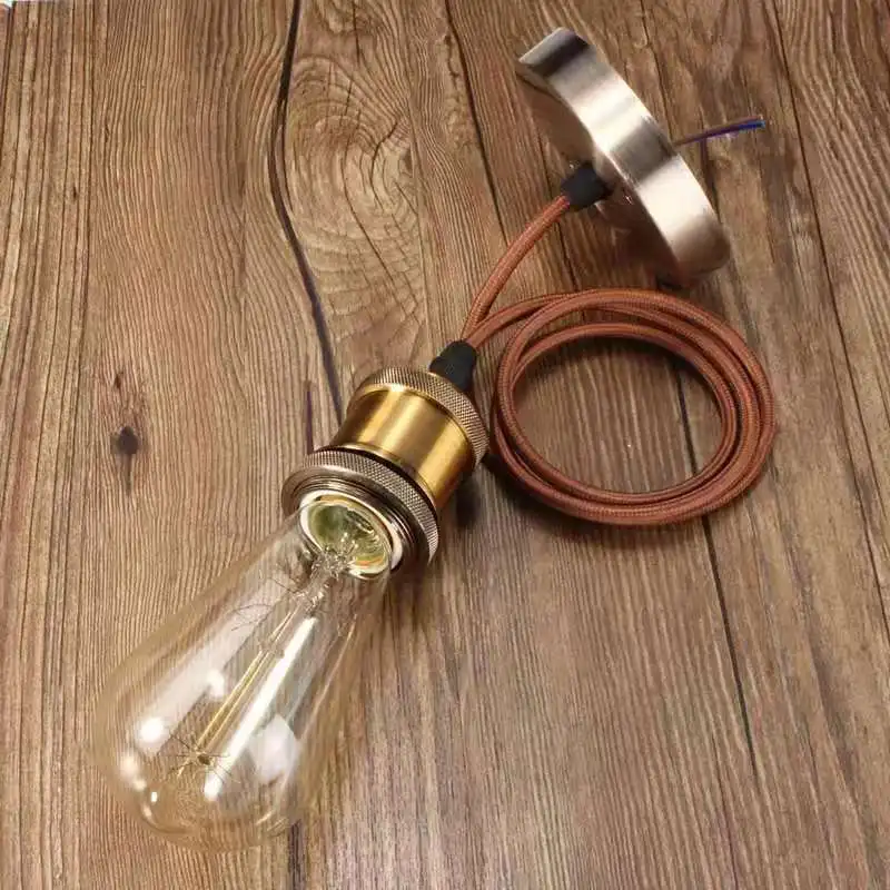 E27 лампа без лампочки винтажный подвесной текстильный светильник