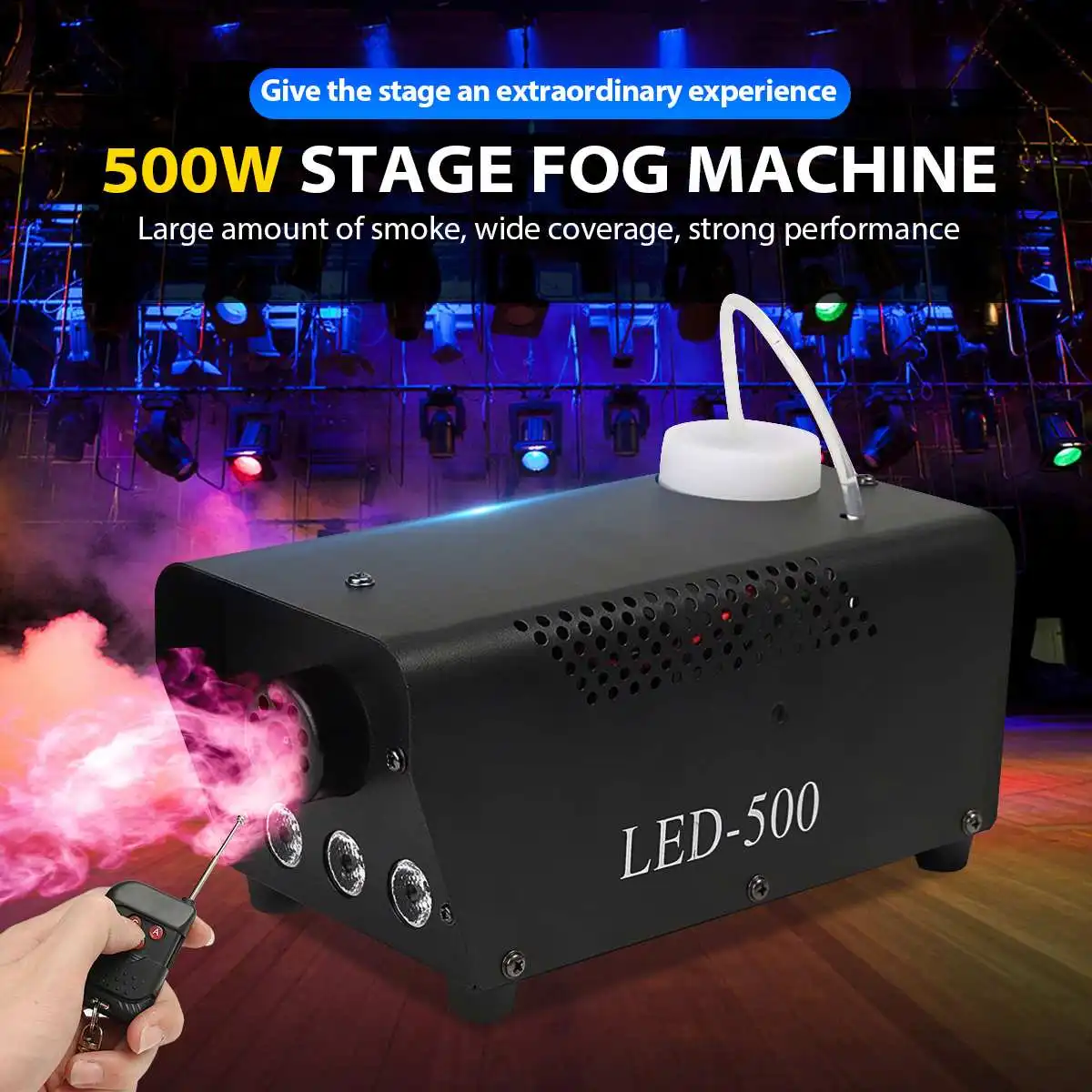 

500W Mini LED RGB Wireless Fog Smoke Mist Machine Effect Disco DJ Party Christmas with Remote Control LED fogger EU Plug