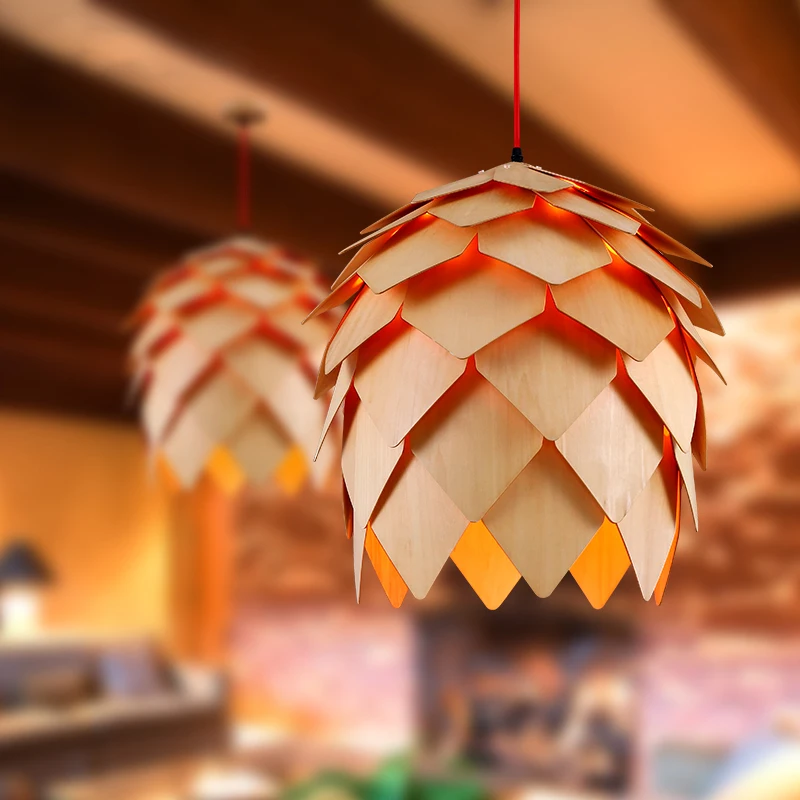 Деревянные шишки светодиодные подвесные светильники DIY Паб Клуб ресторан