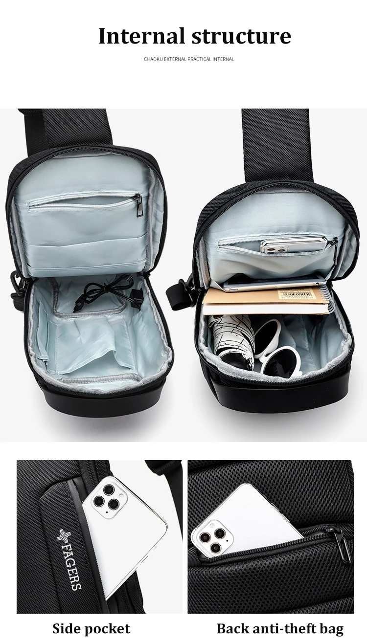 

Men Business Chest Bag travel Shoulder Bag sports Motorcycle bag Anti-theft password Crossbody Bags USB Charging Messenger Bag