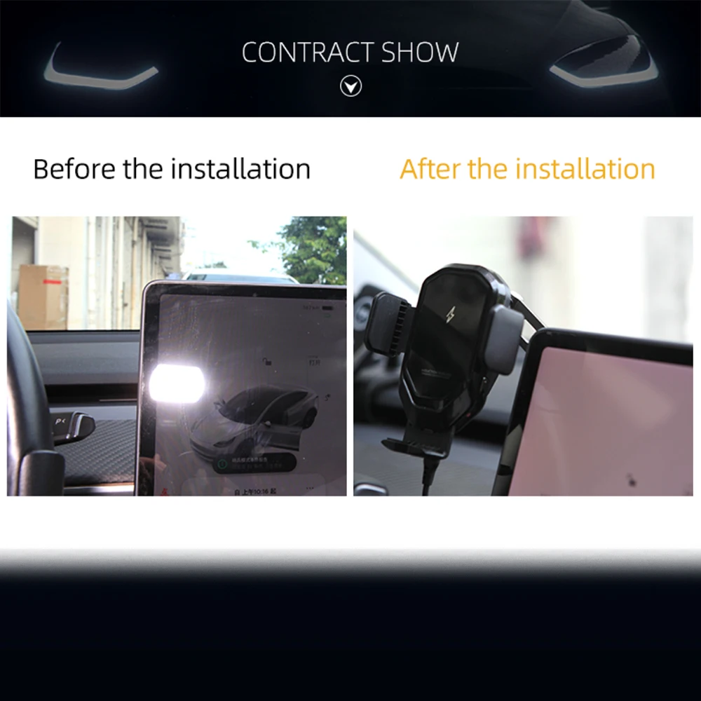 heenvn mobile phone bracket for tesla model 3 2021 accessories wireless charging magnetic suction wireless charging bracket free global shipping