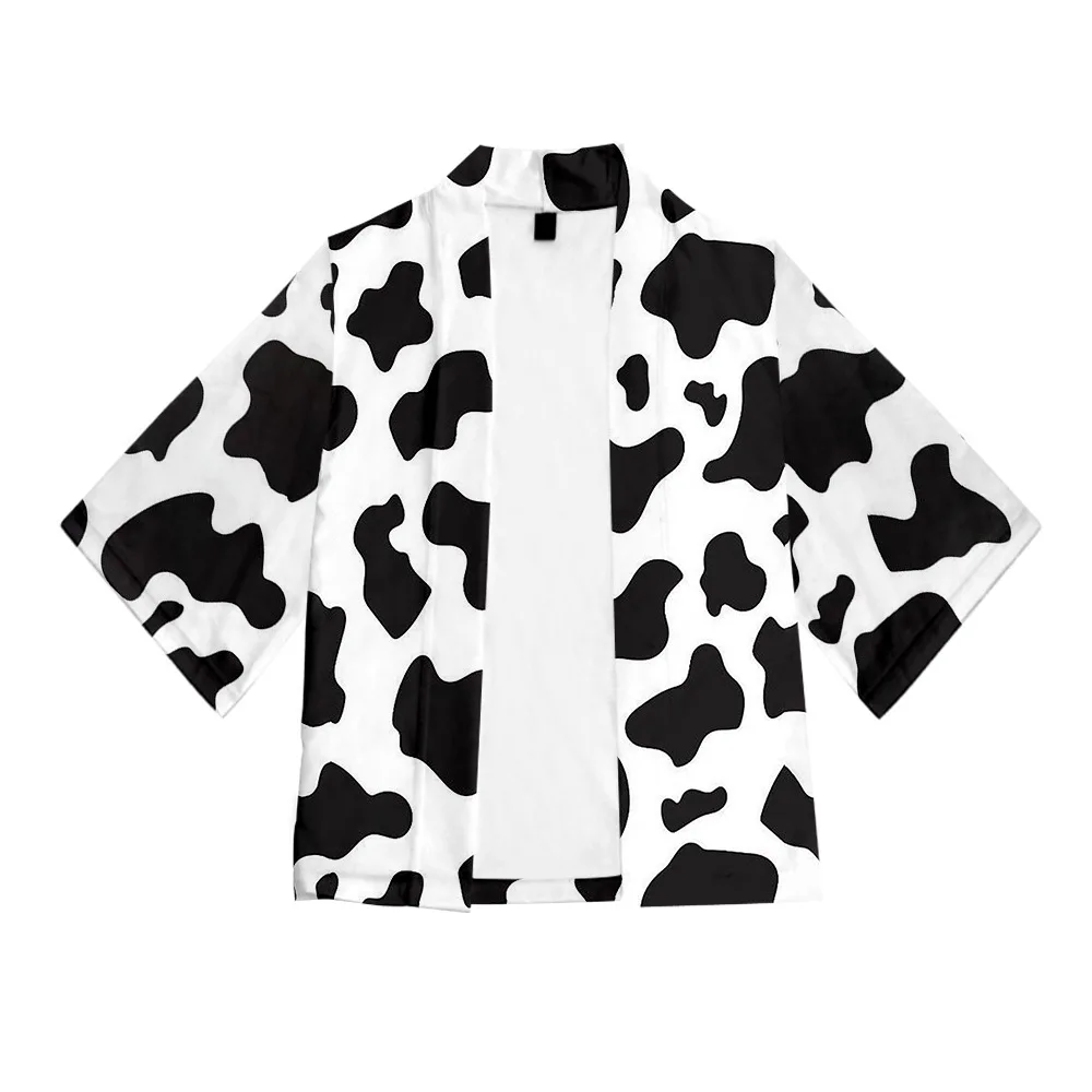 

2021 New Arrival Cow pattern 3D Print Japanese Kimono Haori Yukata Women/Men Fashion Summer Casual Short Sleeve Streetwear Tops