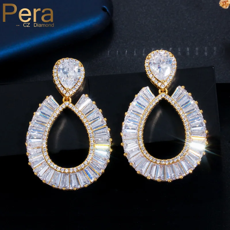 Pera брендовые роскошные сверкающие белые серьги с камнями CZ круглые капли большой