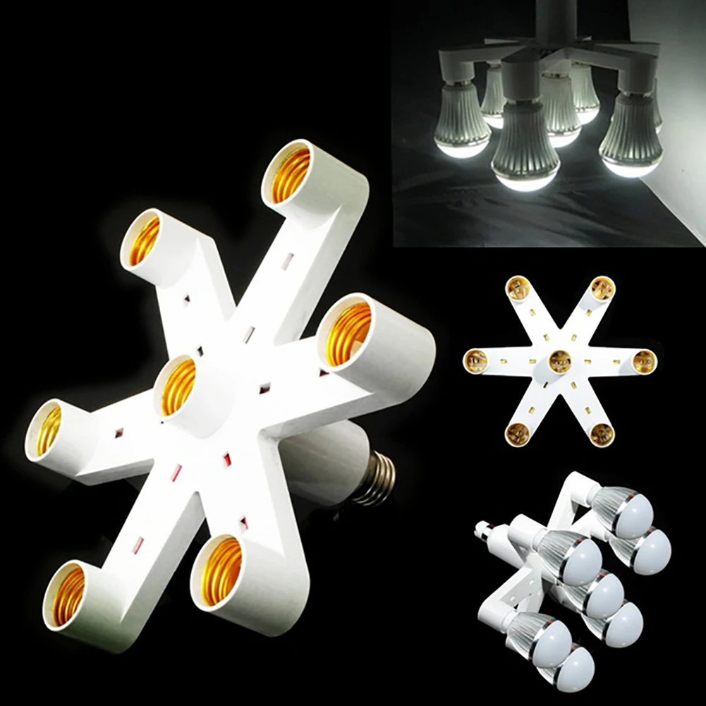 

7 in 1 E27 LED Lamp Bulbs Socket Splitter Adapter Holder Base For Photo Studio Home Building Party