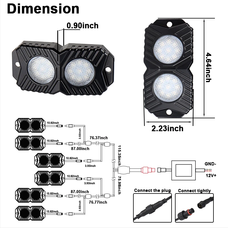 RGB LED Rock Light 6 Pods Lights Multimode APP Bluetooth Control Neon for ATV UTV 4x4 Boat Car Vehicle Underbody | Автомобили и