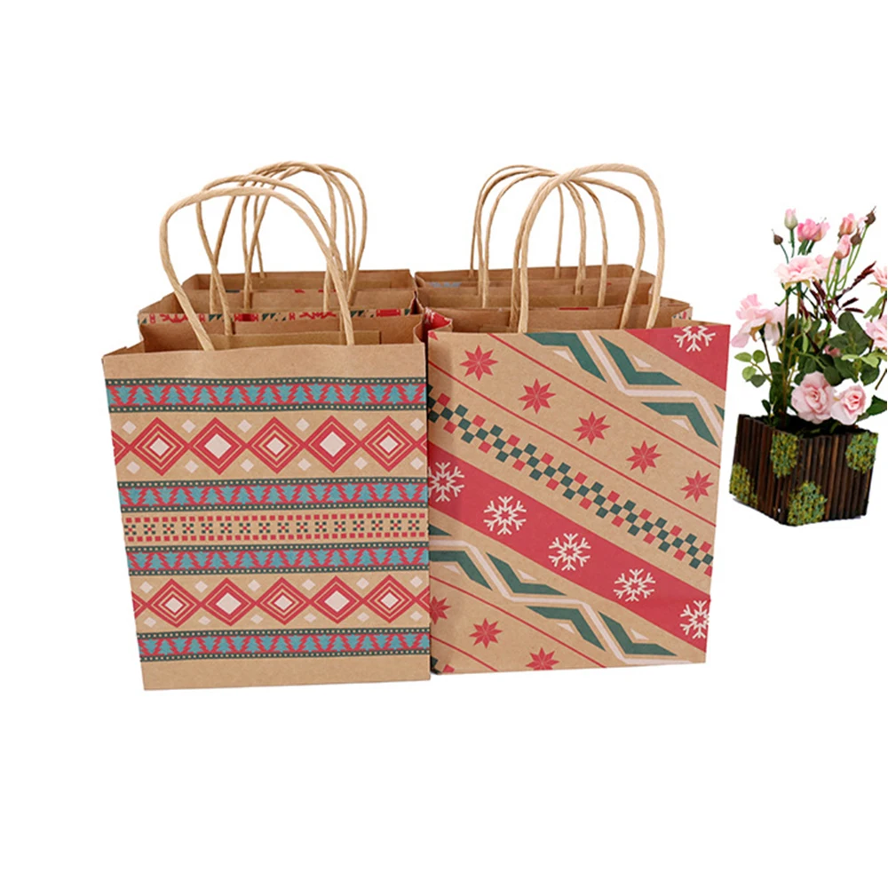 6/12 шт крафт Бумага Рождественский подарок сумка для рождественской вечеринки