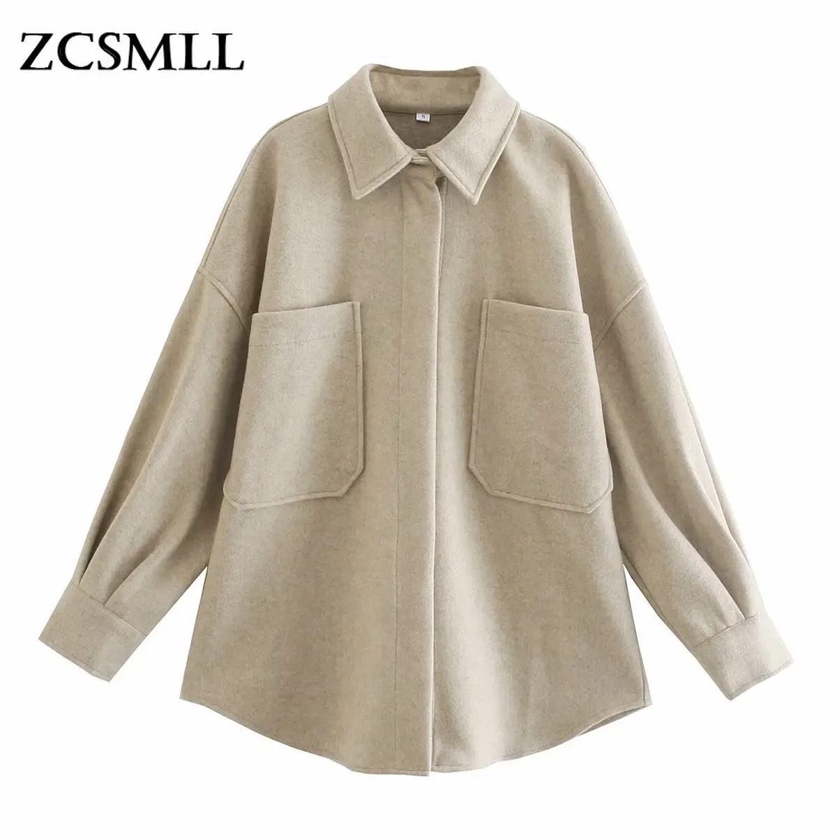 

ZCSMLL Женская однотонная теплая Свободная куртка средней длины с двумя звеньями рукавов на осень и зиму, 21 год