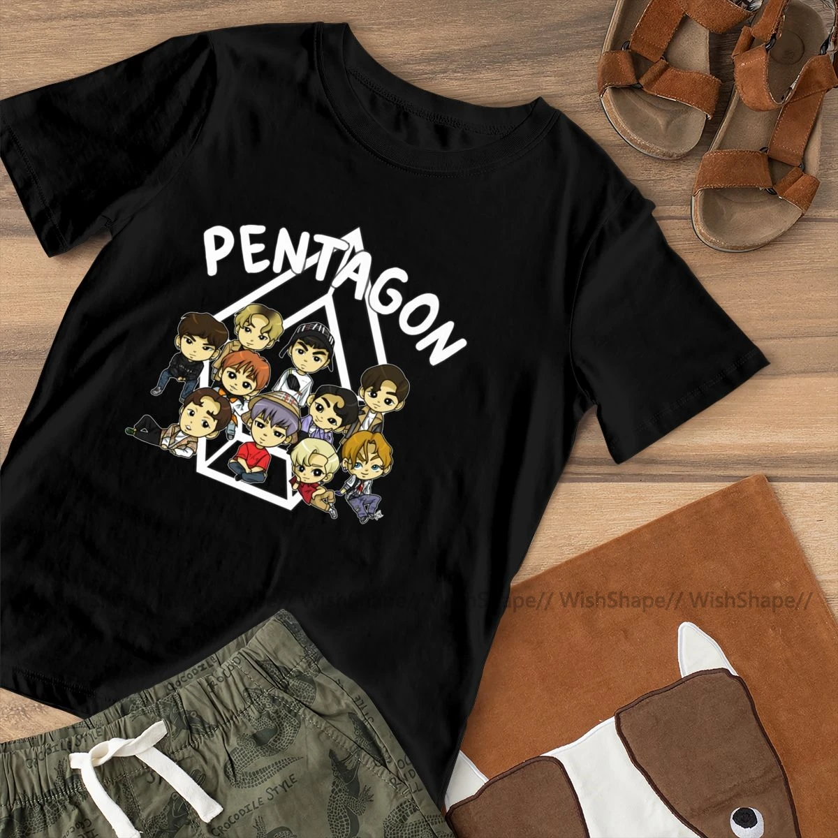 Женская футболка Pentagon Kpop блестящая PENTAGON с коротким рукавом |