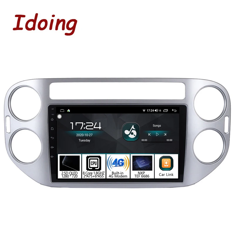 Idoing 9 &quot4G + 64G 2.5D QLED автомобильный Радио мультимедийный плеер для Tiguan 2010 2015 DSP GPS
