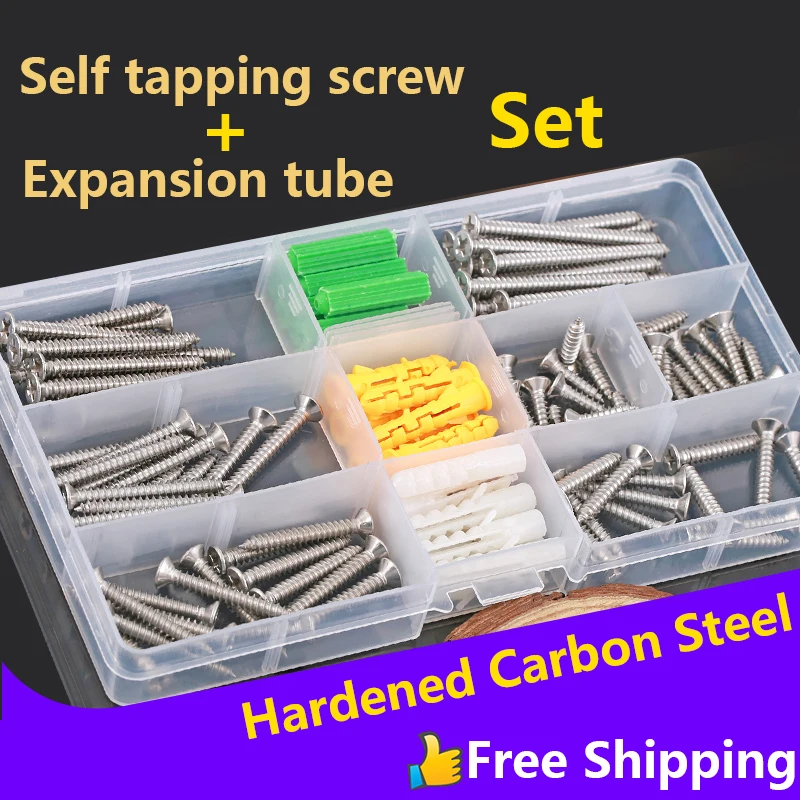 Набор самонарезающих винтов с плоской/круглой головкой удлиняющие грубые зубья