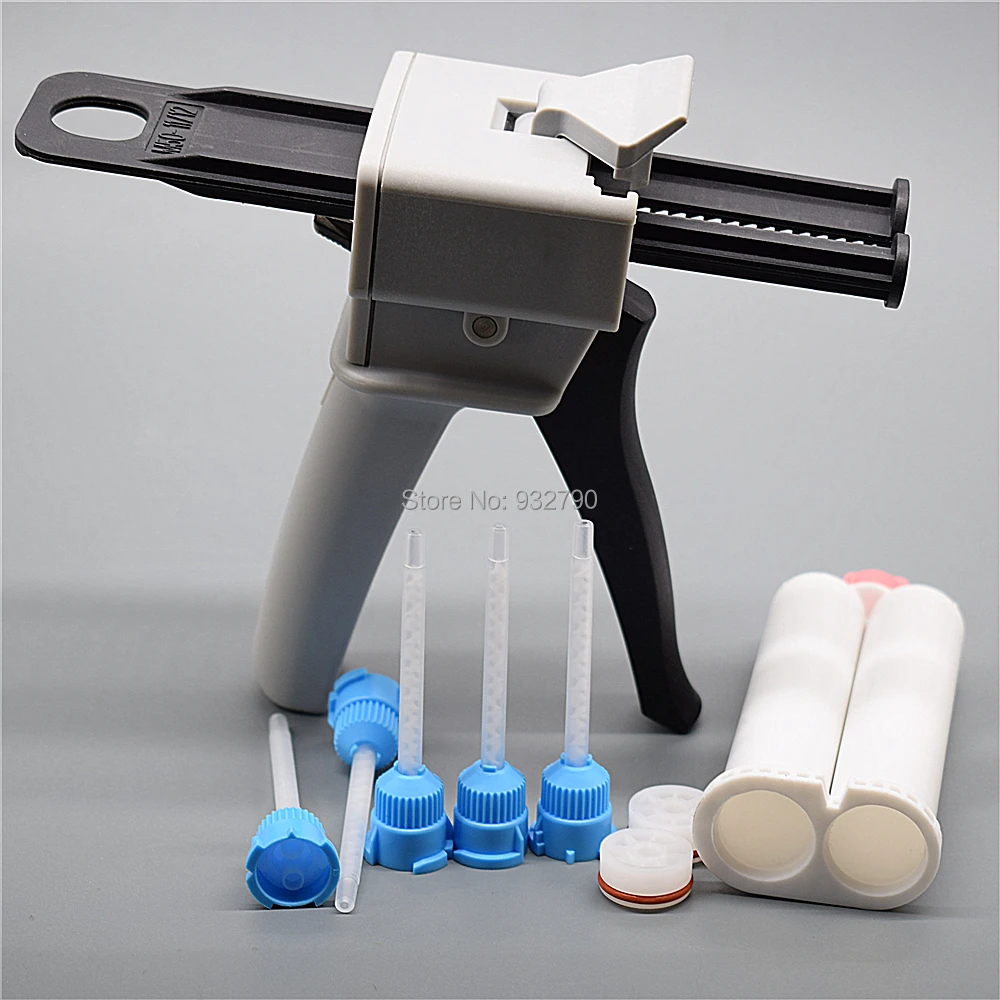 

50ml 1:1 2:1 Dispensing Gun Epoxy Glue Gun Dispenser + 50ml 1:1 AB Glue Adhesive Cartridges + 5pcs 1:1 AB Glue Mixing Nozzle