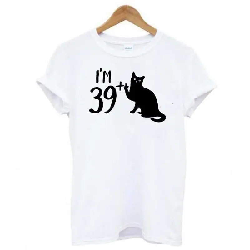 

Funny Angry Cat T Shirts Women Tops 39 Plus 40th Birthday Tee Shirt Femme Kawaii Cat Graphic Funny 40th Birthday Gifts Tshirt