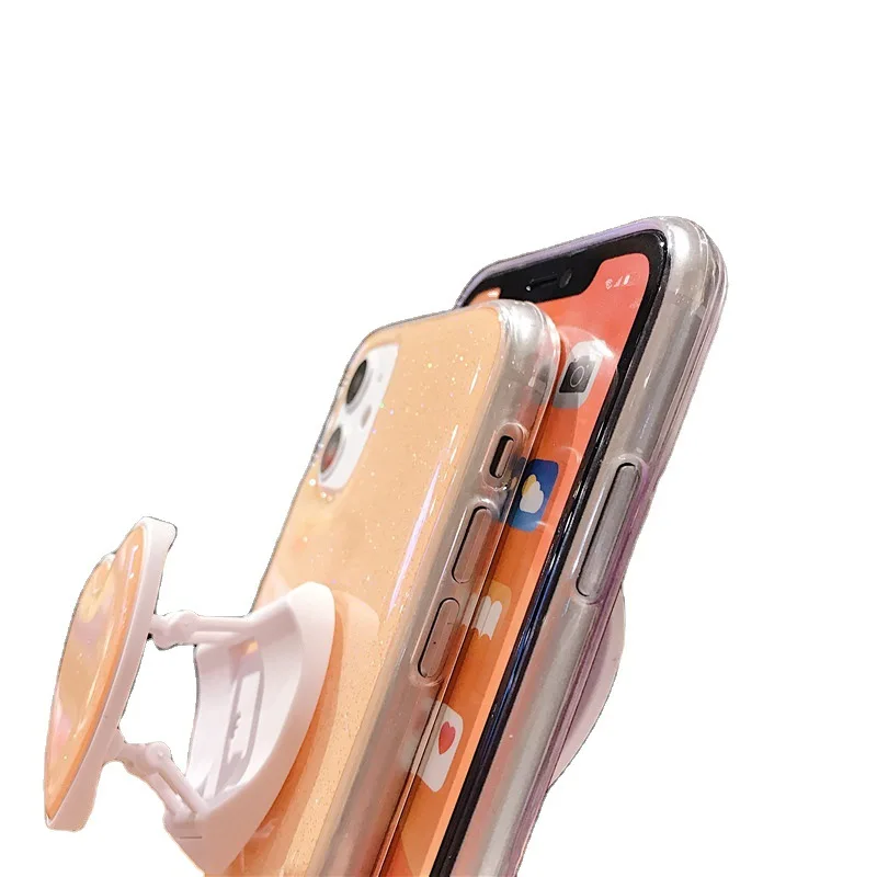 

Epoxy glitter love support phone case for iPhone11 12Pro Max mini X XR XS XSMax 8 7 6PluS anti-drop protective back cover