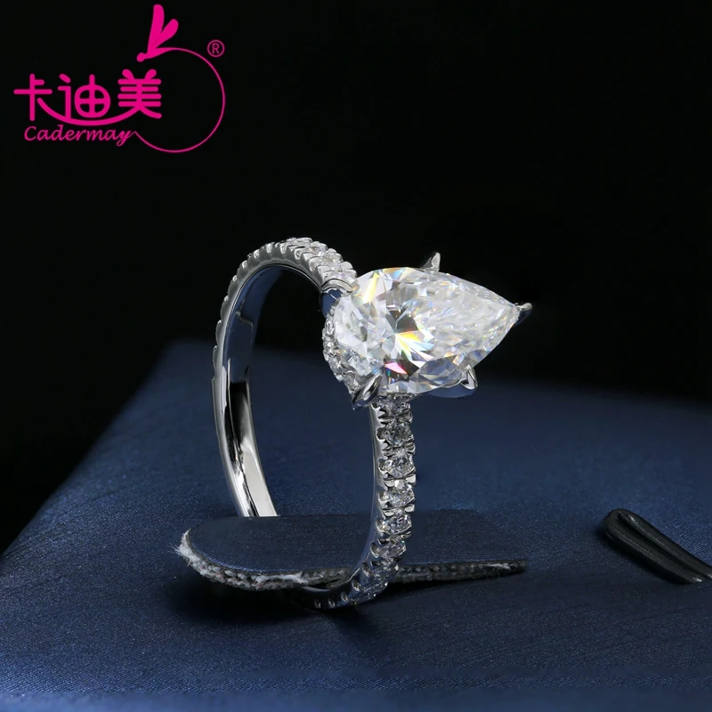 CADERMAY 3ct Pear Moissanite Diamond Silver925 Ring Wholesale Price Trendy Claws Setting Engagement Wedding Band |