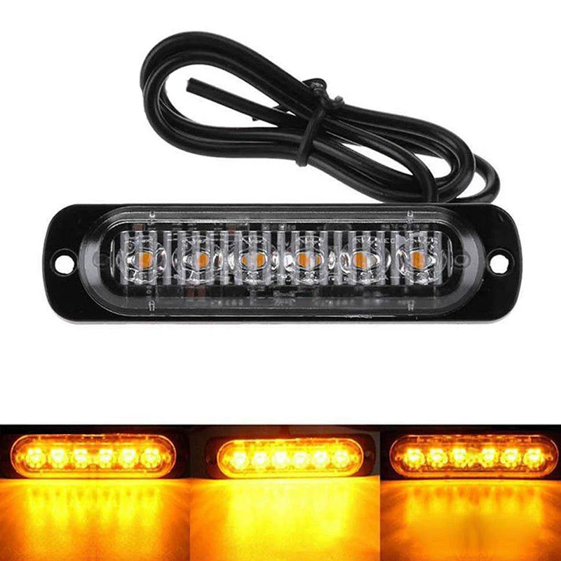 

6 LED Strobe Warning Light Yellow Flashing Emergency Lamp Car Truck Trailer Safety Urgent Signal Lamps DC 12V-24V 18W