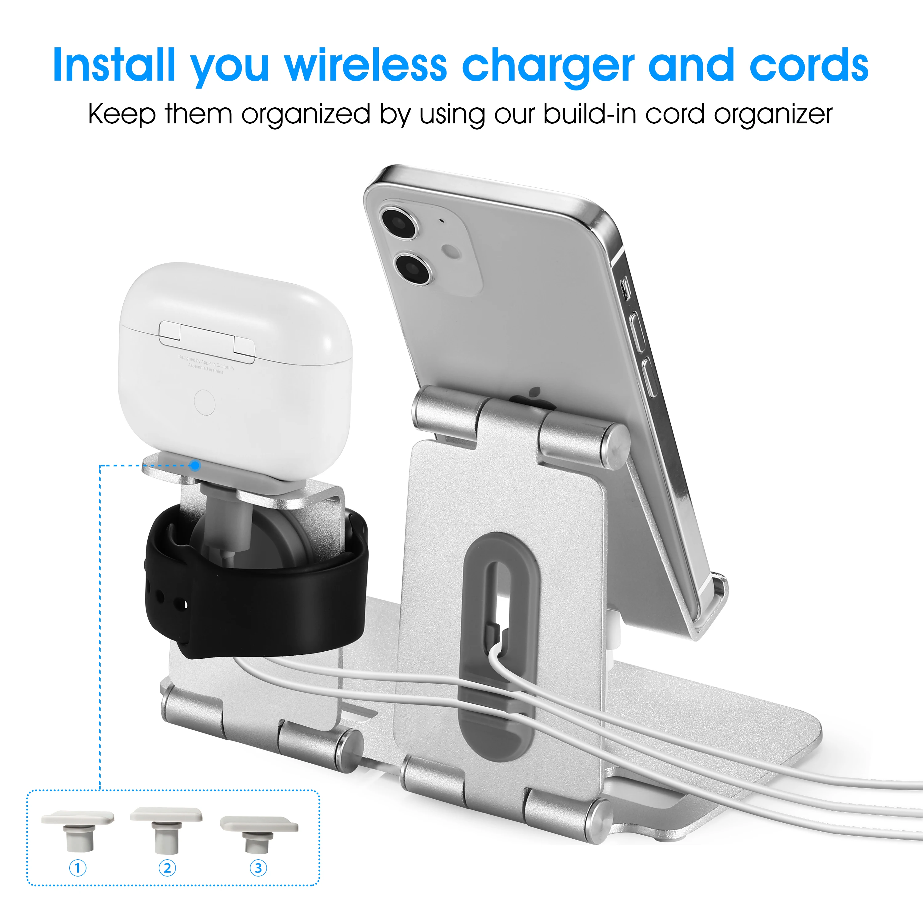 3 in 1 alloy desktop phone charger dock holder for airpods 12 pro apple iwatch stand for all iphone ipad android phone tablet free global shipping