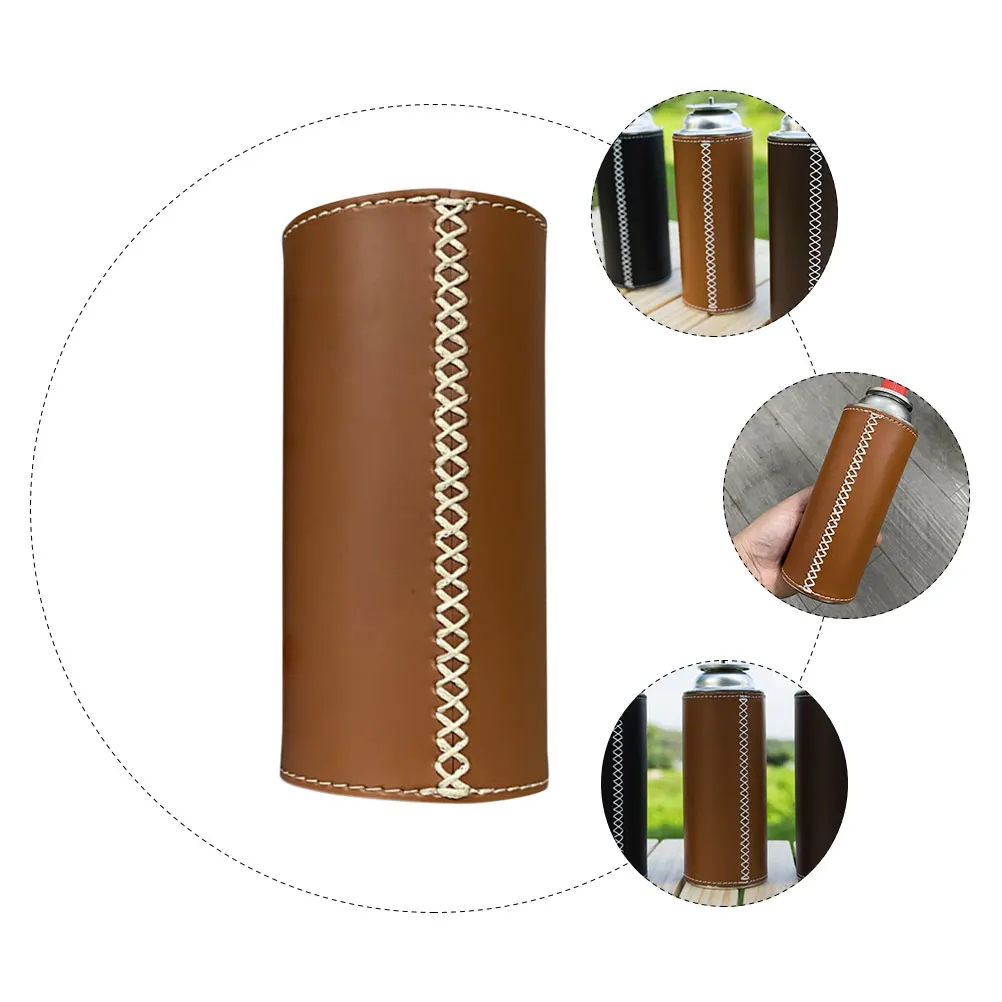 

Long Size Gas Canister Cover Leather Protective Cover Outdoor Camping Supply