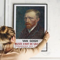 van gogh self portrait vintage exhibition poster wall art portrait figure painting commemorate prints home wall picture decor