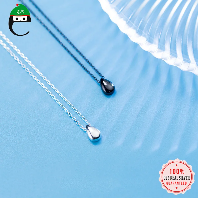 Женское ожерелье из серебра 100% пробы с подвеской в виде капли воды|Ожерелья| |