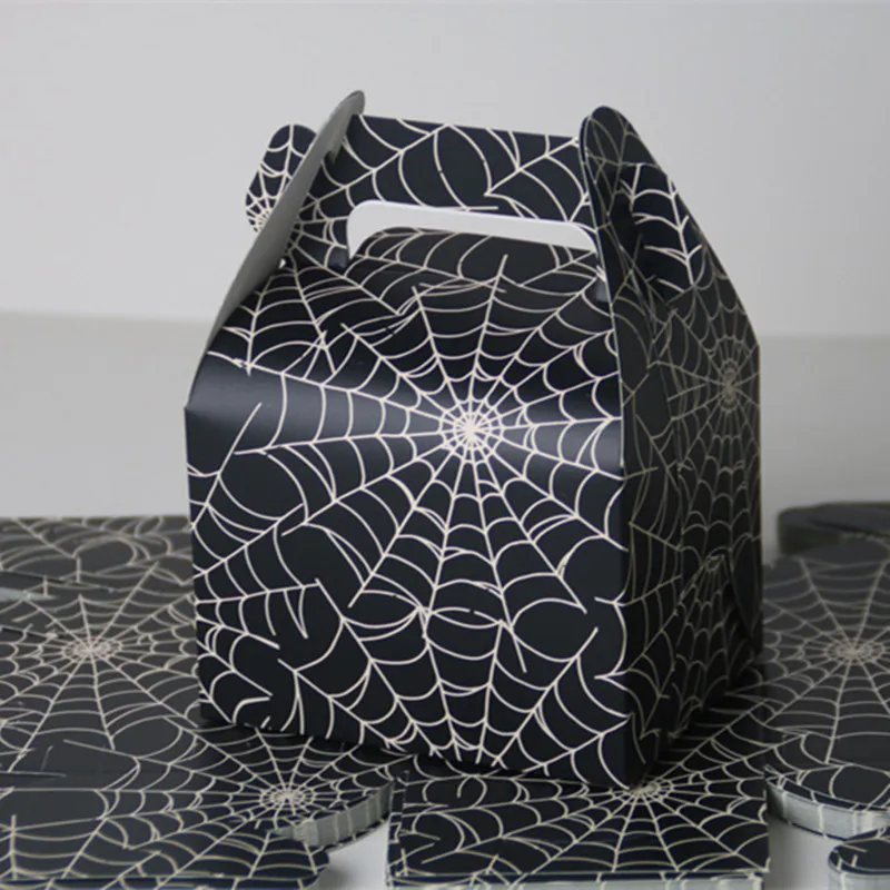 10 шт черные украшения для празднования Хеллоуина коробки леденец паутина