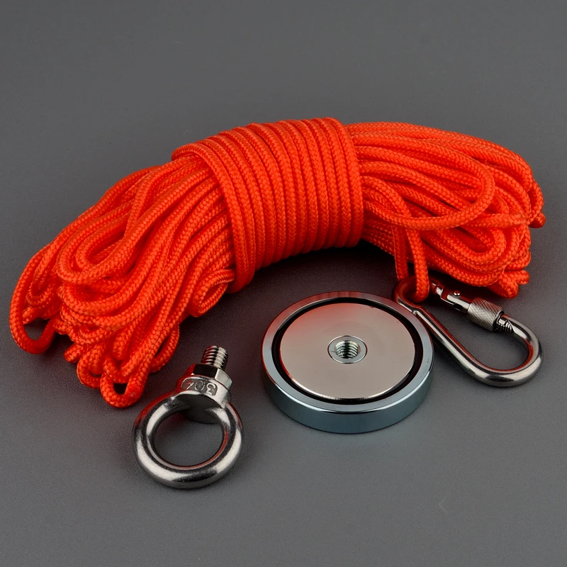 D67mm 200Kg Strong Neodymium Magnet Power Round Recovery Fishing Fixture Antenna Magnetic Material Bases with 10m Rope | Обустройство