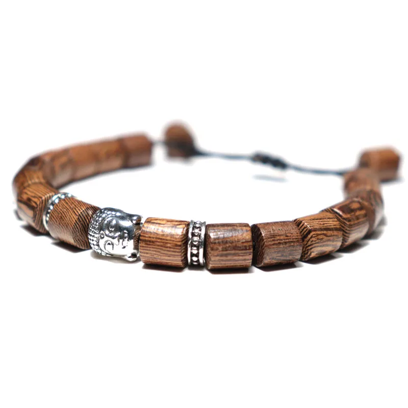 Античный ручной Плетеный венге деревянный браслет ретро серебряный цвет с