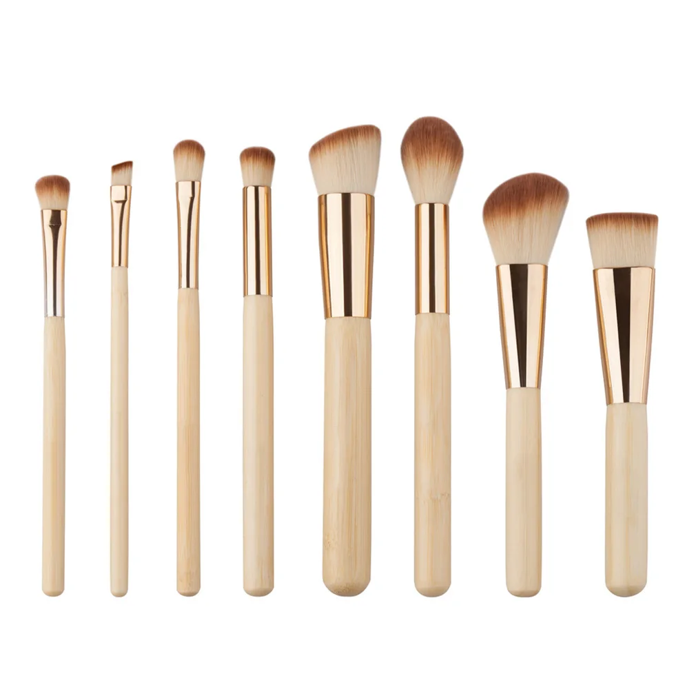 

8pcs/lot Professional Bamboo Makeup Brushes Set Kit Eyebrow Eyeshadow Powder Foundation Brush Cosmetics Make up Tools