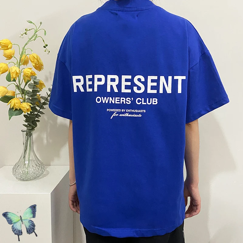 

Blue Represent T Shirt 2022 Men Women 1:1 Owners' Club Represent T-shirt