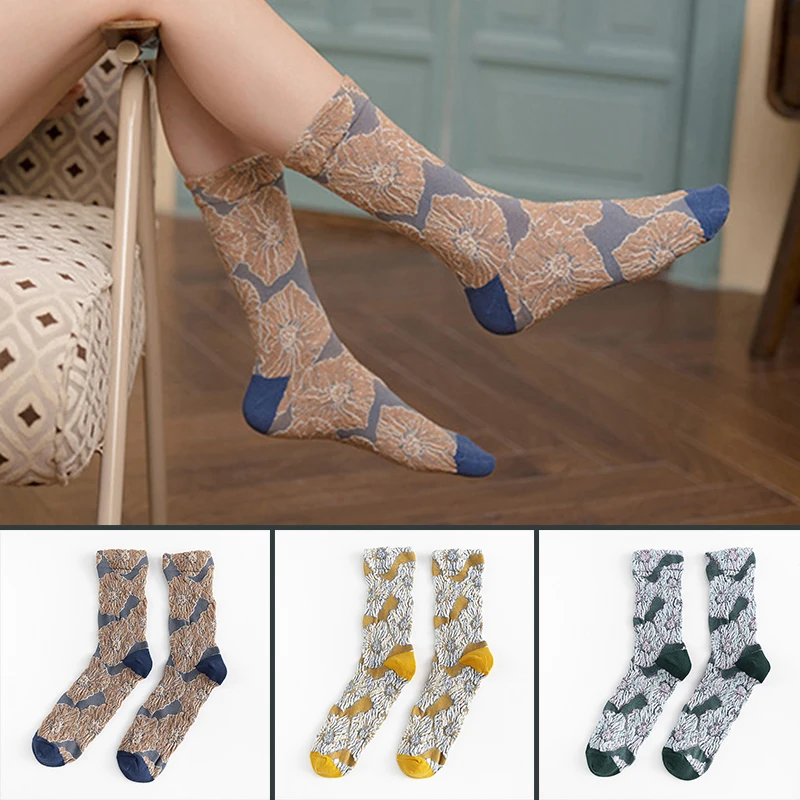 

Носки женские хлопковые теплые в винтажном стиле, 1 пара, NOV99