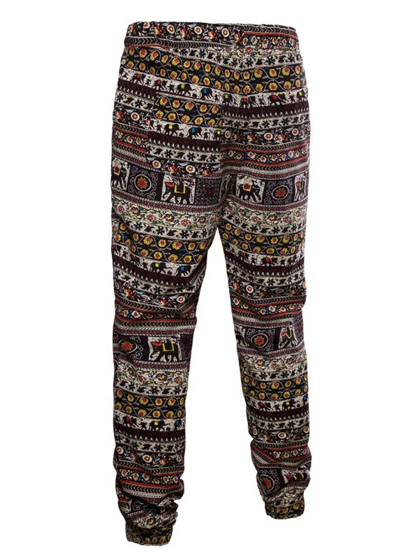 Мужские штаны для бега с этническим принтом длинные со средней талией 2019 зимняя