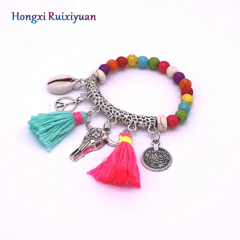 Модный браслет из ракушек с бусинами Niutou кисточками в виде круга и браслеты для