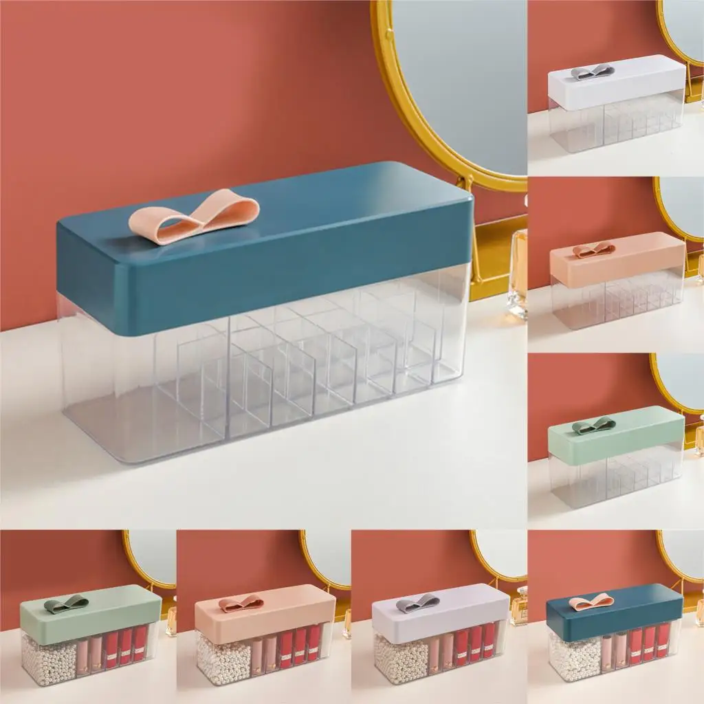 

19Grid Lipstick Storage Box Desktop Plastic Bow Transparent Lipstick Make Up Polish Display Stand Holder Cosmetic Organizer Box