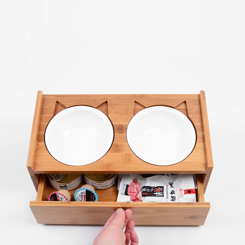 Нескользящая двойная миска для кошек с наклонной поднятой подставкой кормушки