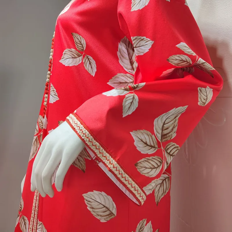 Abaya Muslim Women's Arab Dubai Print Robe Dress Femme Moroccan Fashion Elegant Long Dresses