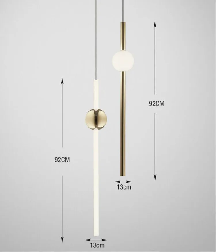 Скандинавский чердак Золотая люстра художественная длинная палка гостиная