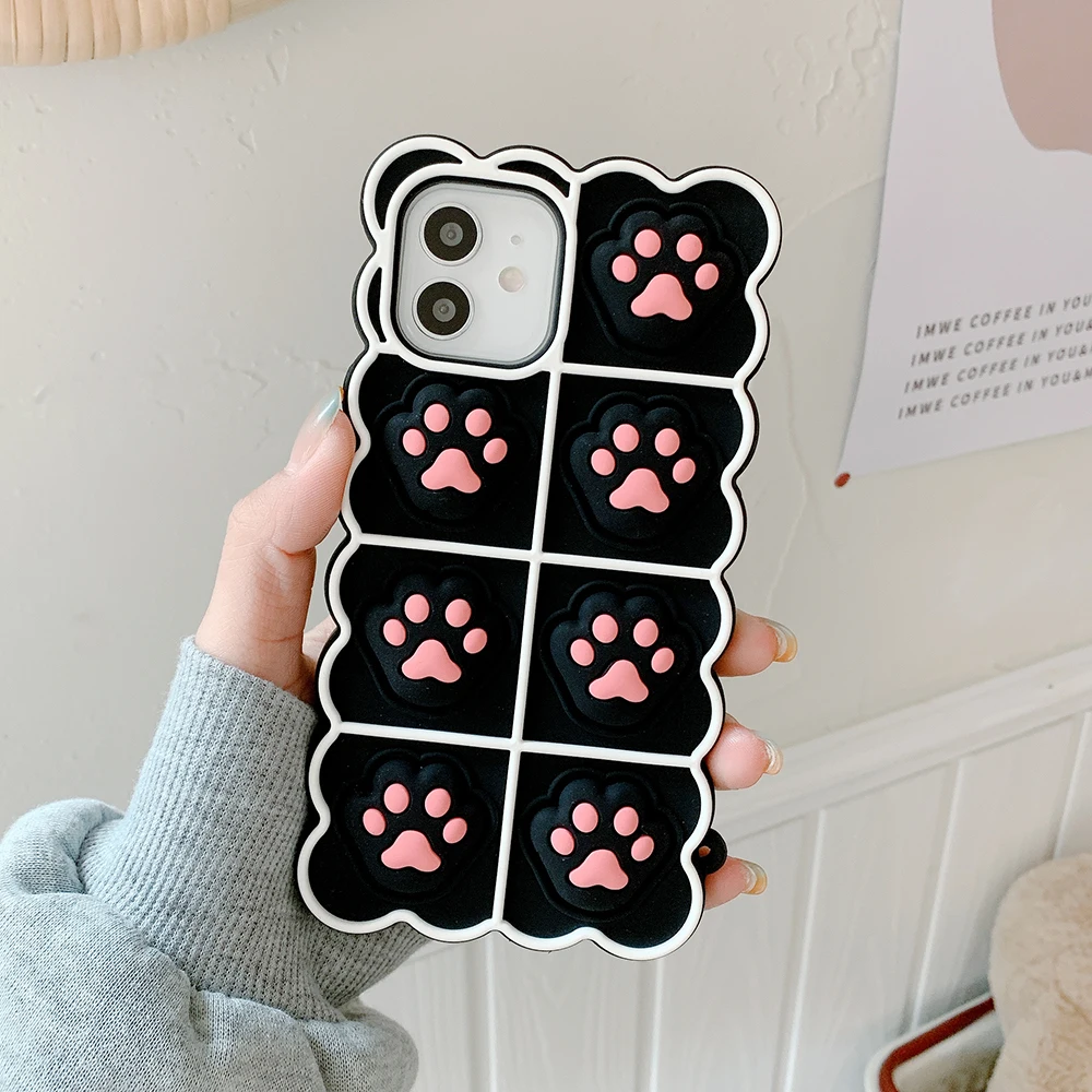 cute reliver stress bubble cat paw case for xiaomi redmi note 10 pro 9 9t k40 k30 mi 10t lite 10i poco f2 pro x2 x3 phone cover free global shipping
