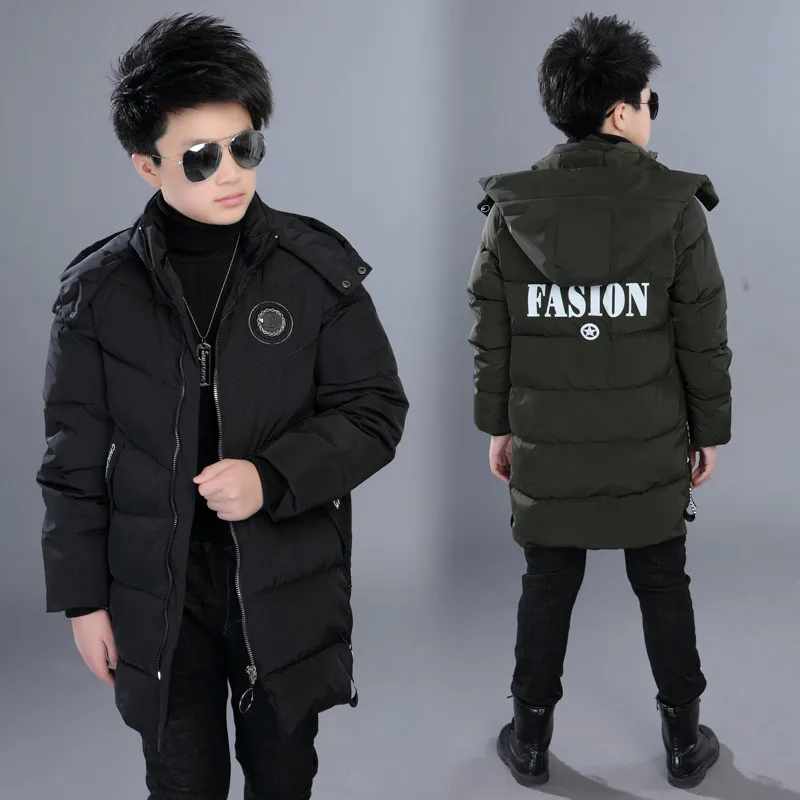 

Детские зимние куртки Одежда для мальчиков плотная Длинная утепленная верхняя одежда и пальто для мальчиков зимняя От 4 до 13 лет одежда для ...